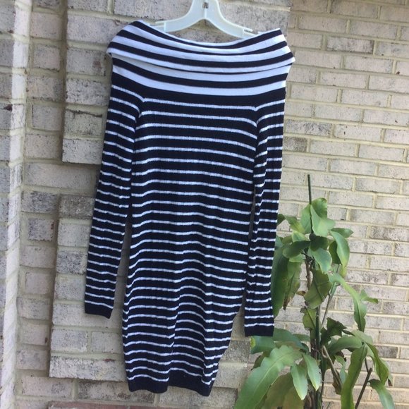 Guess Cowl Neck Stripe Sweater Dress - Picture 2 of 4